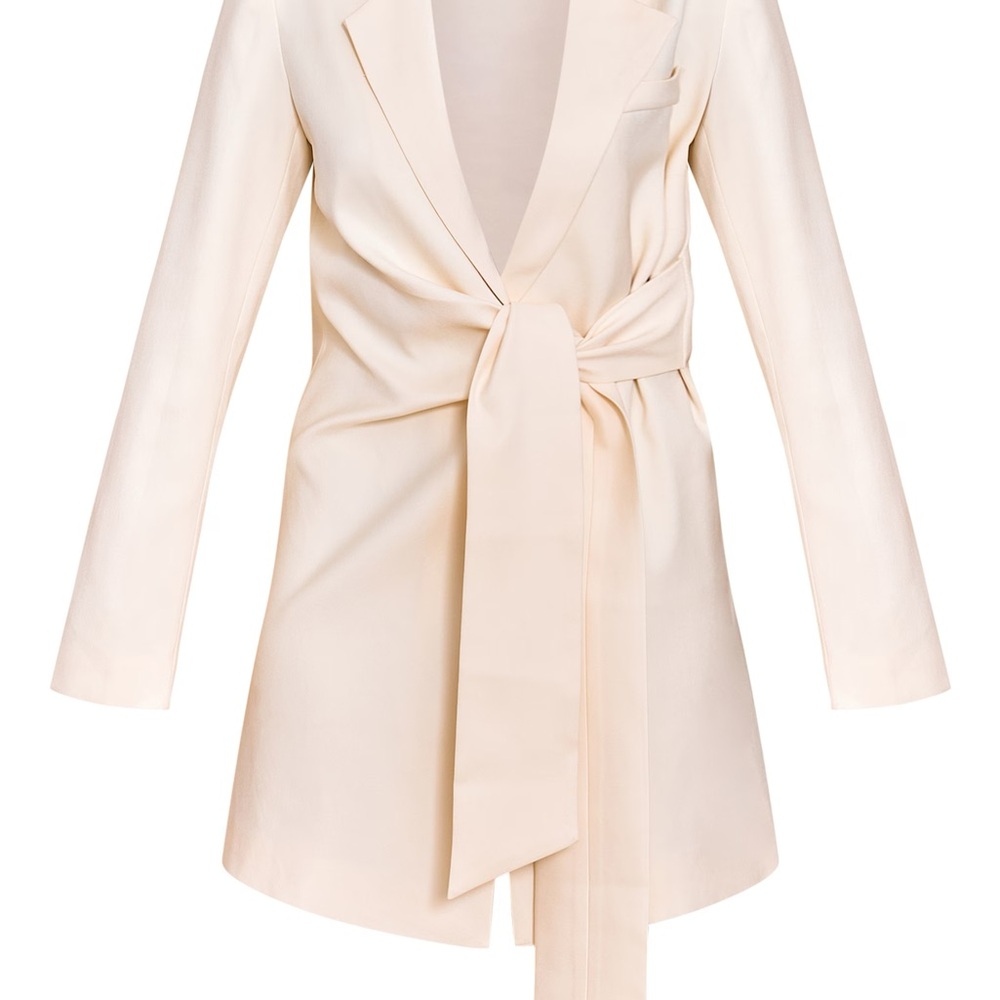 PrettyLittleThing Cream Long Sleeve Blazer Dress - Picture 2 of 3